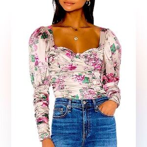 For Love & Lemons Palais Long Sleeve Bustier Top, NEW